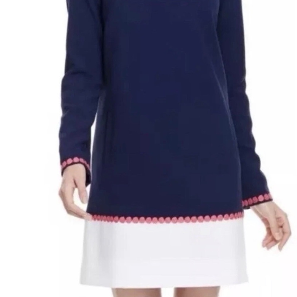 NWOT- Vineyard Vines Navy and White Dress with Pink Accents